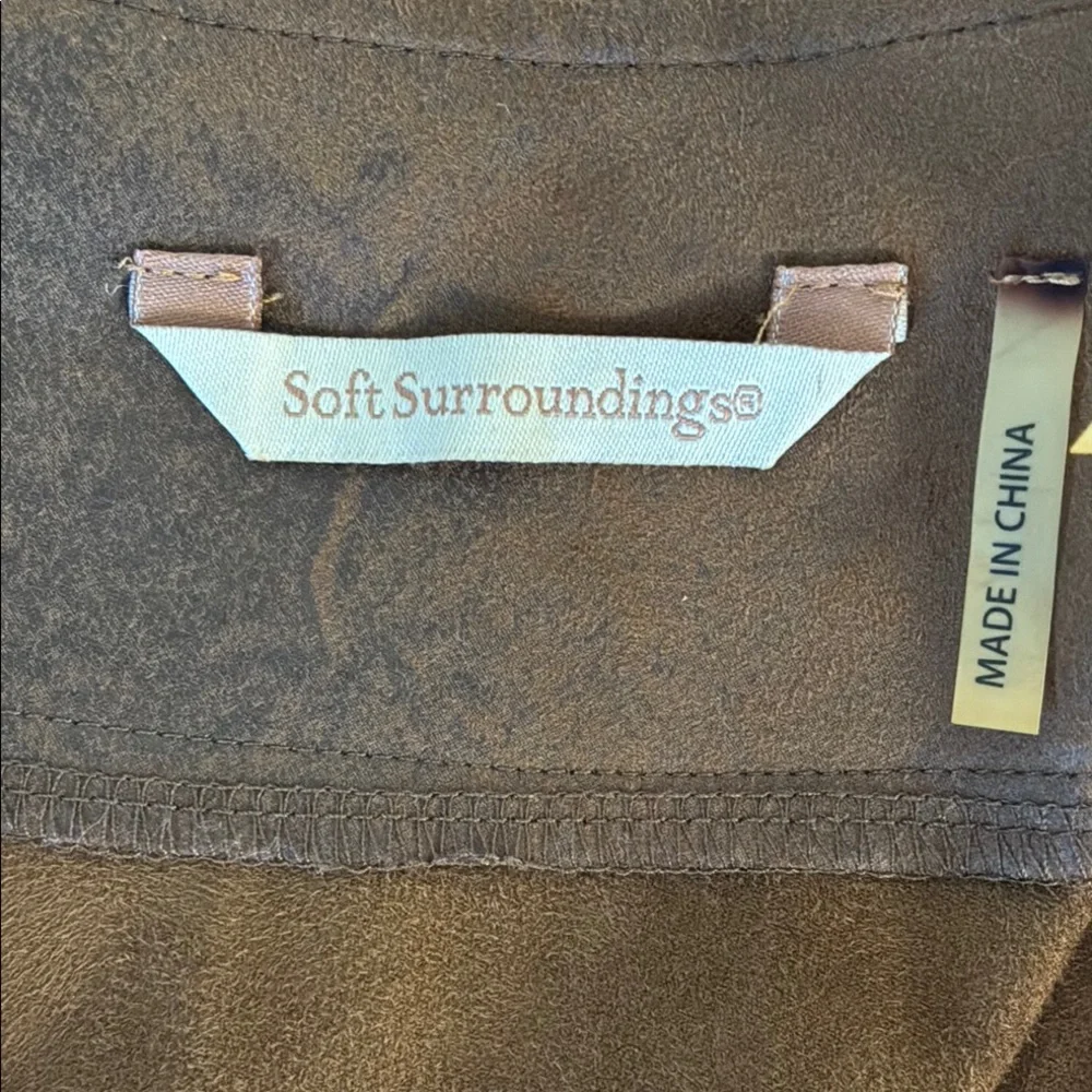 Soft Surroundings Dark Brown Faux Leather Ling Jacket with Pockets